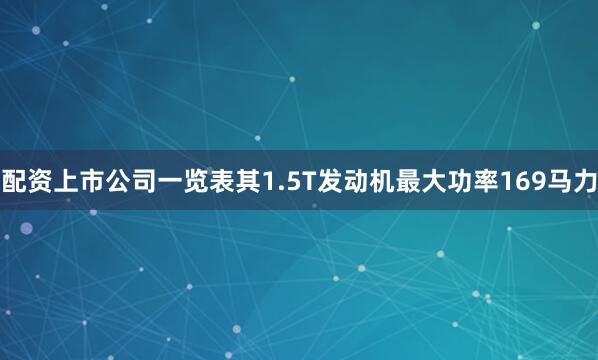 配资上市公司一览表其1.5T发动机最大功率169马力